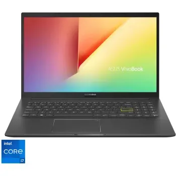 Laptop ASUS K513EA Intel® Core™ i7-1165G7, 15.6″, Full HD, 8GB, 512GB SSD, Intel® UHD Graphics, No OS, Indie Black ASUS imagine noua 2022