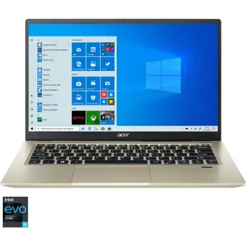 Laptop ultraportabil Acer Swift 3X SF314 Intel Core i5-1135G7, 14″, Full HD, 8GB, Windows 10 Pro, Safari Gold Acer imagine noua 2022