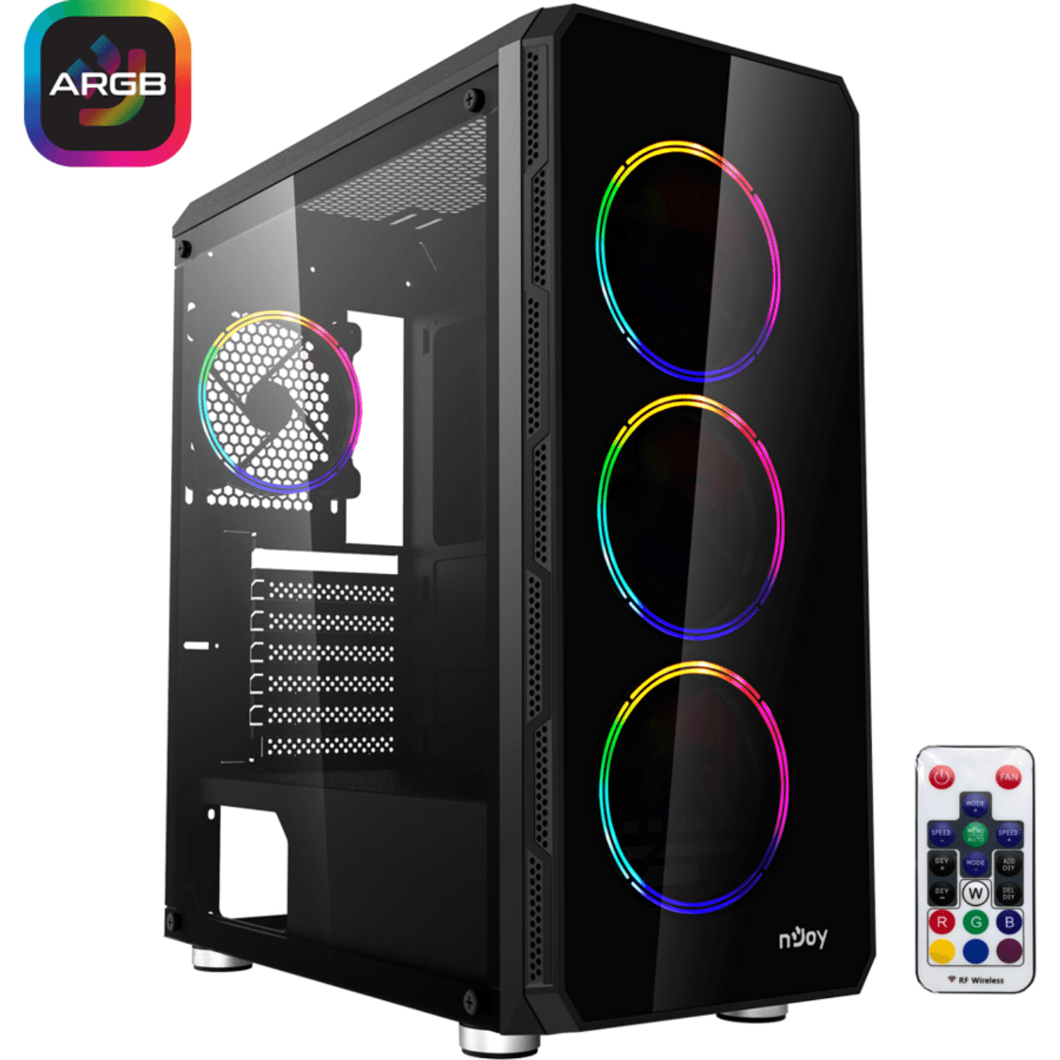 Carcasa PC Acrux, RGB, fara sursa, ATX, Middle Tower, Black fotografia produsului