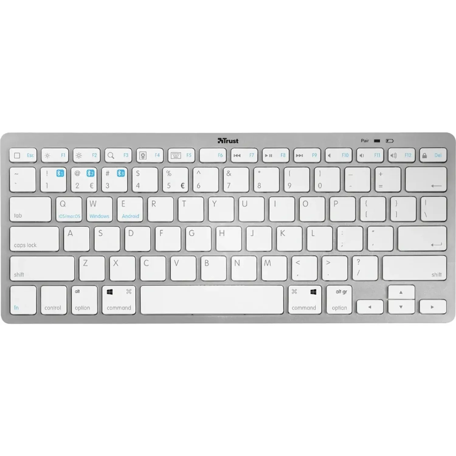 Tastatura wireless Trust Nado, US layout, Alb fotografia produsului