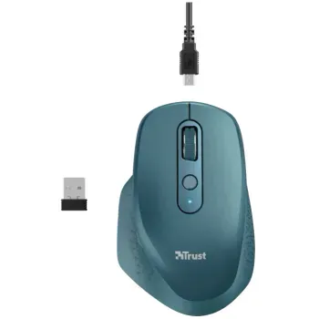 Mouse wireless Trust Ozaa, ergonomic, dual scroll, reincarcabil, Albastru elefant.ro imagine noua 2022