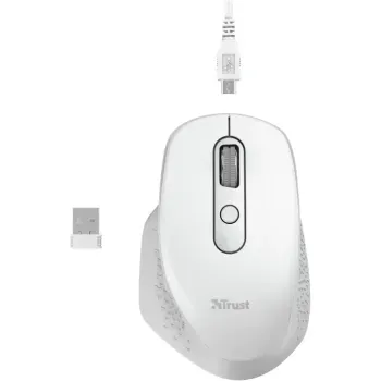 Mouse wireless Trust Ozaa, ergonomic, dual scroll, reincarcabil, Alb elefant.ro imagine noua 2022
