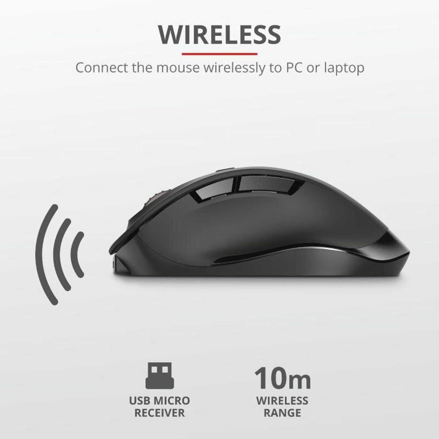 Mouse wireless Trust Fyda, reincarcabil, Negru fotografia produsului View 2 L