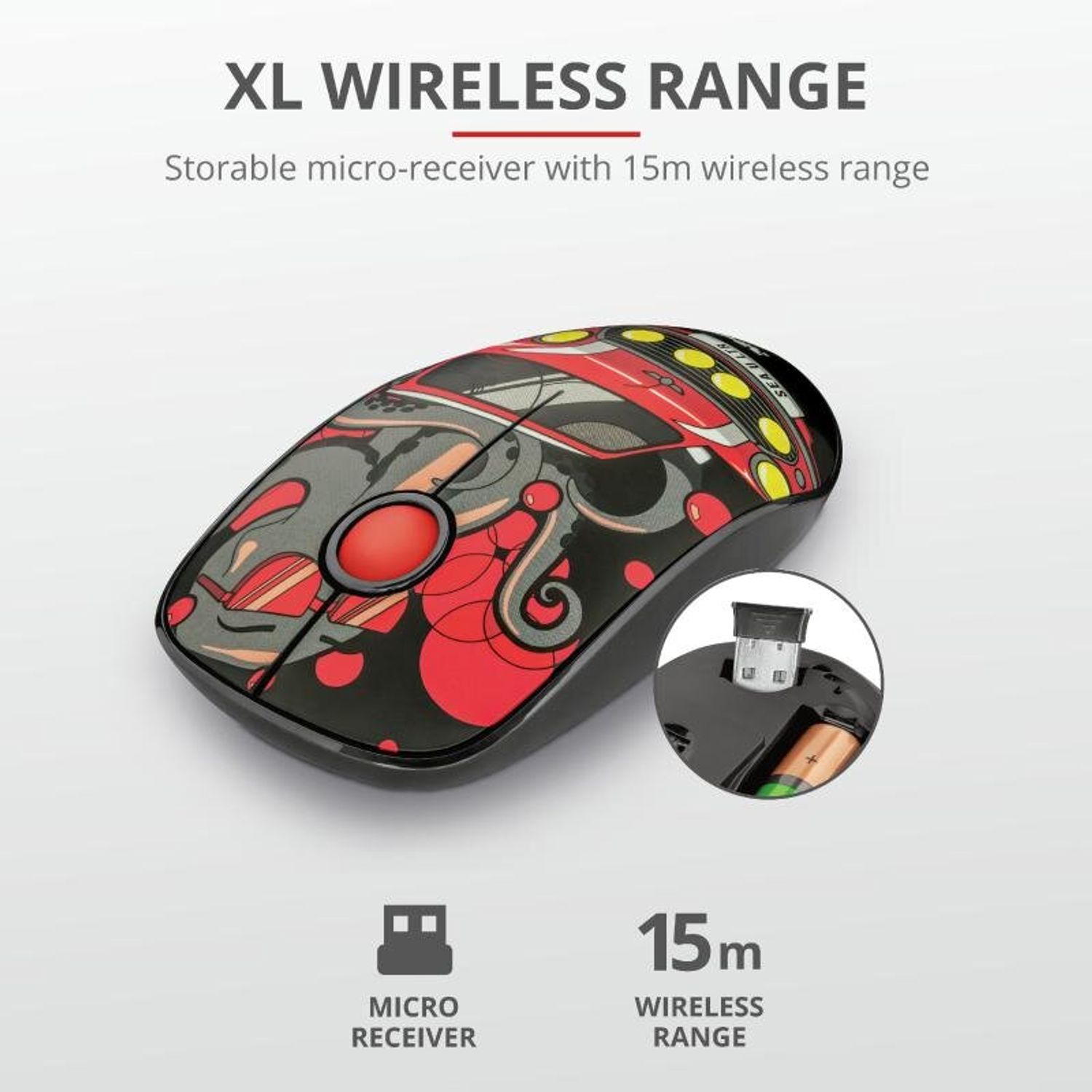 Trust Sketch Silent Click Wi Mouse red fotografia produsului View 2 L