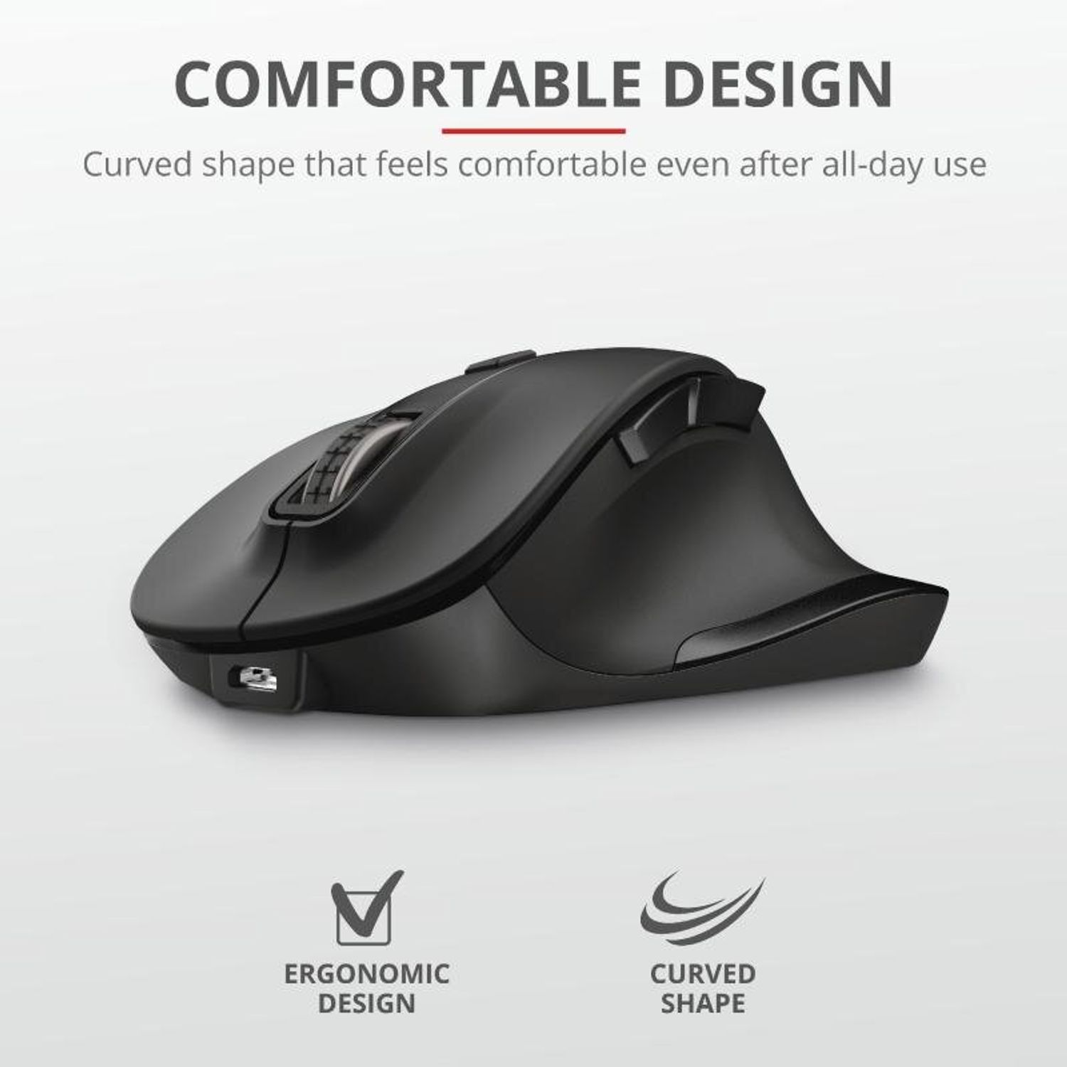 Mouse wireless Trust Fyda, reincarcabil, Negru fotografia produsului