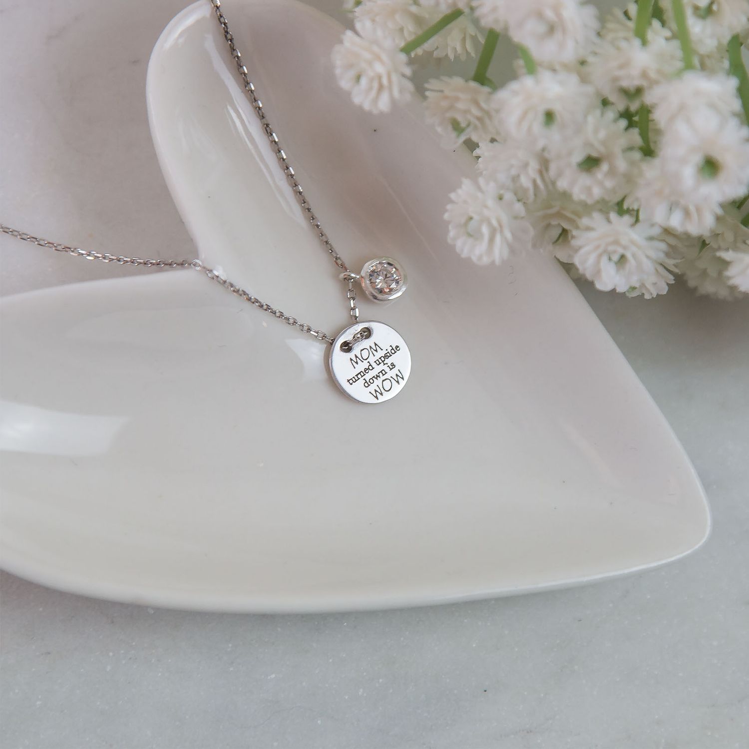 Lantisor Argint Personalizat cu Banut Gravat si Cristal fotografia produsului View 3 L