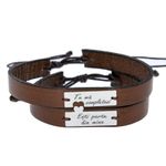 Set Brățări Piele cu Plăcuță Argint Personalizată fotografia produsului