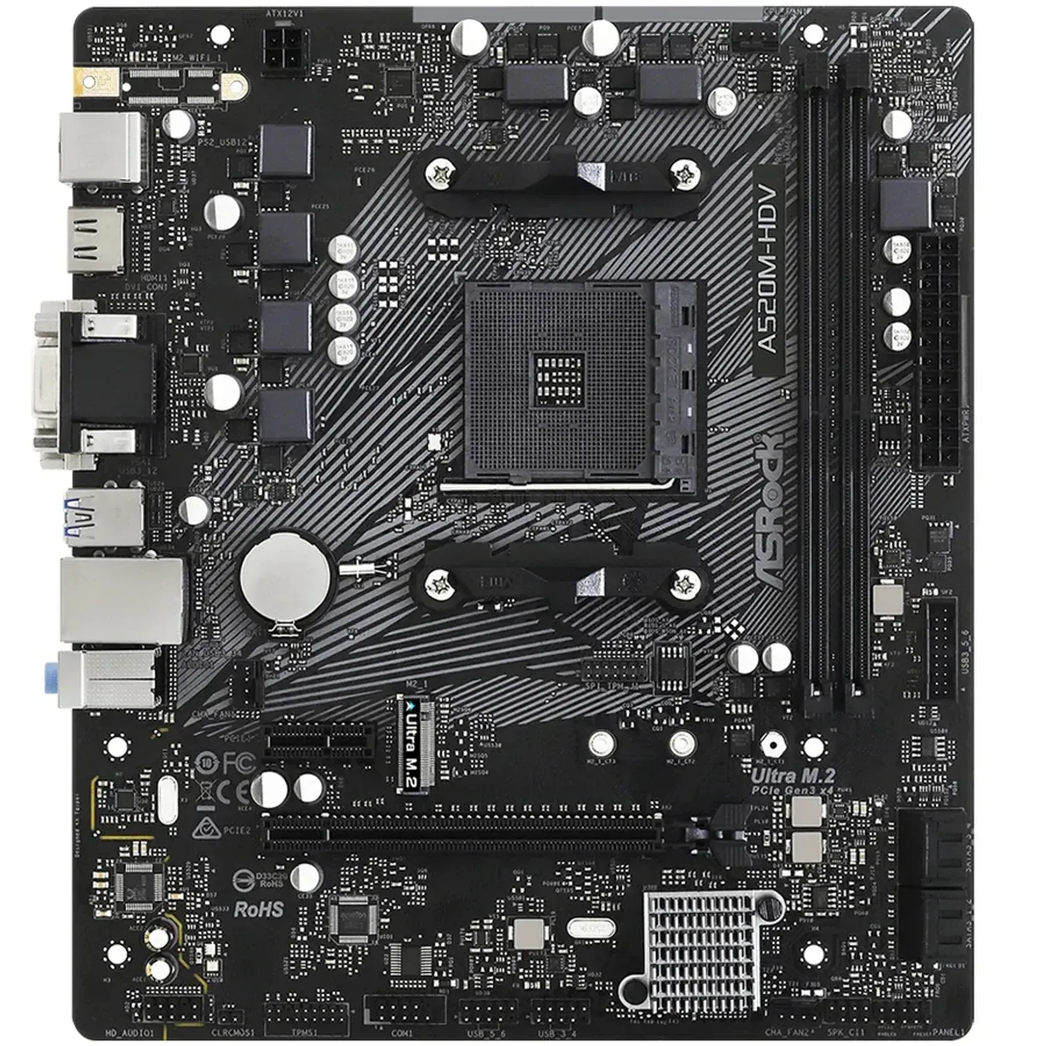 Placa de baza AsRock A520M-HDV , Socket AM4 fotografia produsului View 2 L