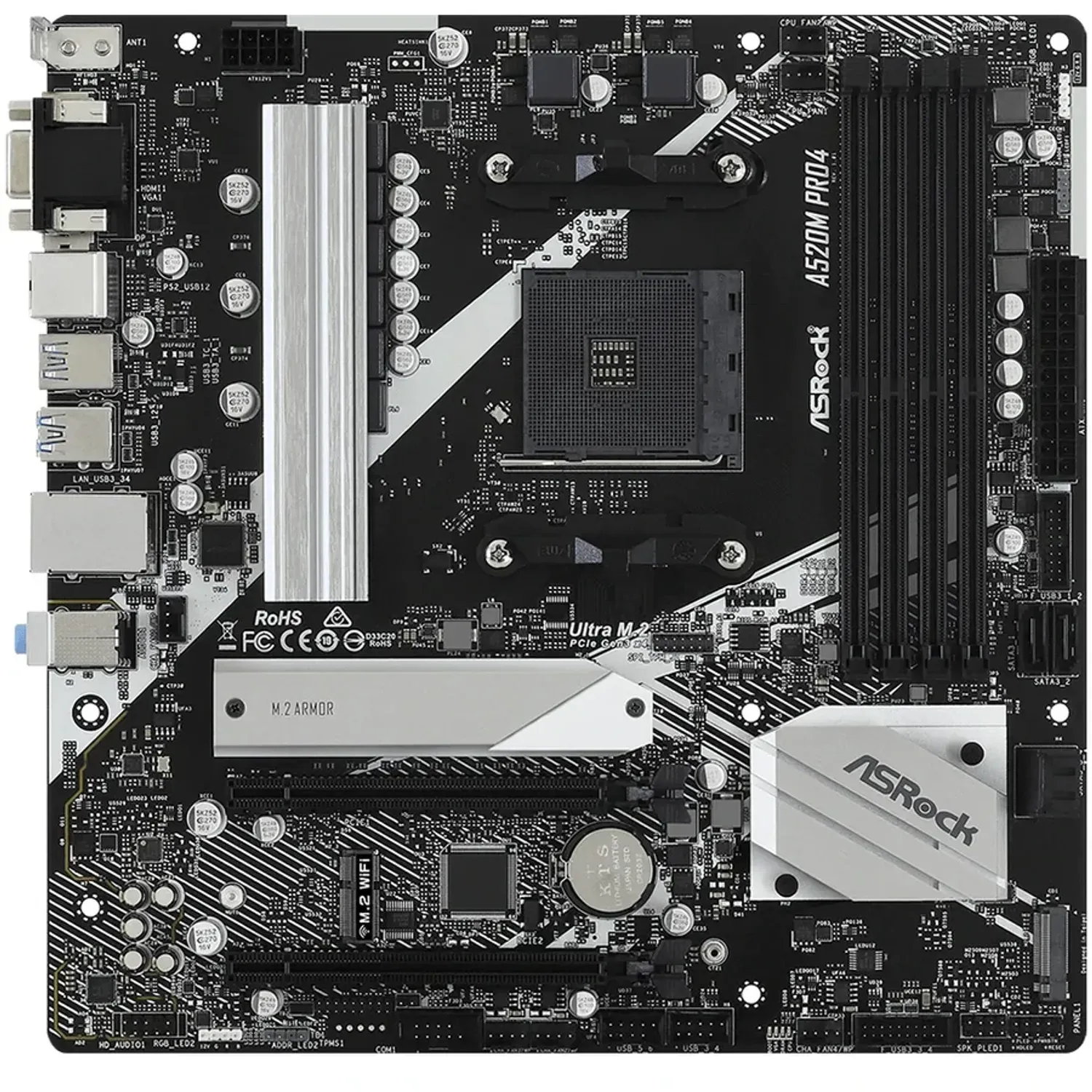 Placa de baza AsRock A520M PRO4 , Socket AM4 fotografia produsului View 2 L