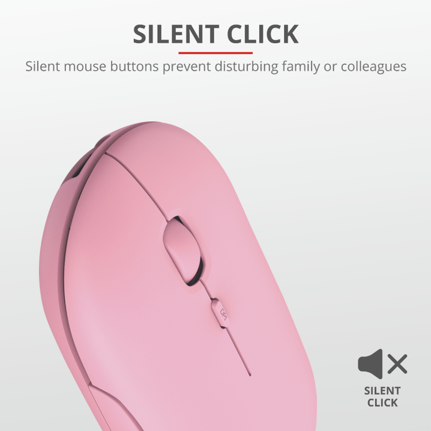 Mouse wireless Trust Puck, 2.4GHz si Bluetooth, reincarcabil USB-C, Roz fotografia produsului View 2 L