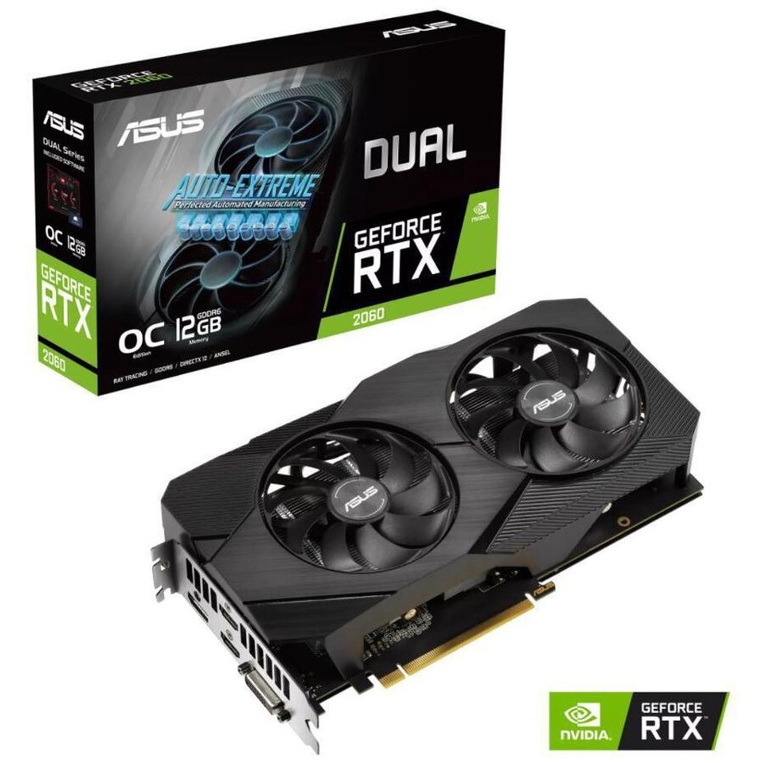 Placa video NVIDIA GeForce RTX 2060 DUAL EVO OC 12GB, GDDR6, 192-bit fotografia produsului