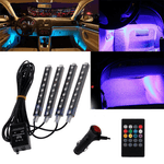 Set 4 benzi 9 LED ambientale pentru auto cu telecomanda fotografia produsului View 4 S