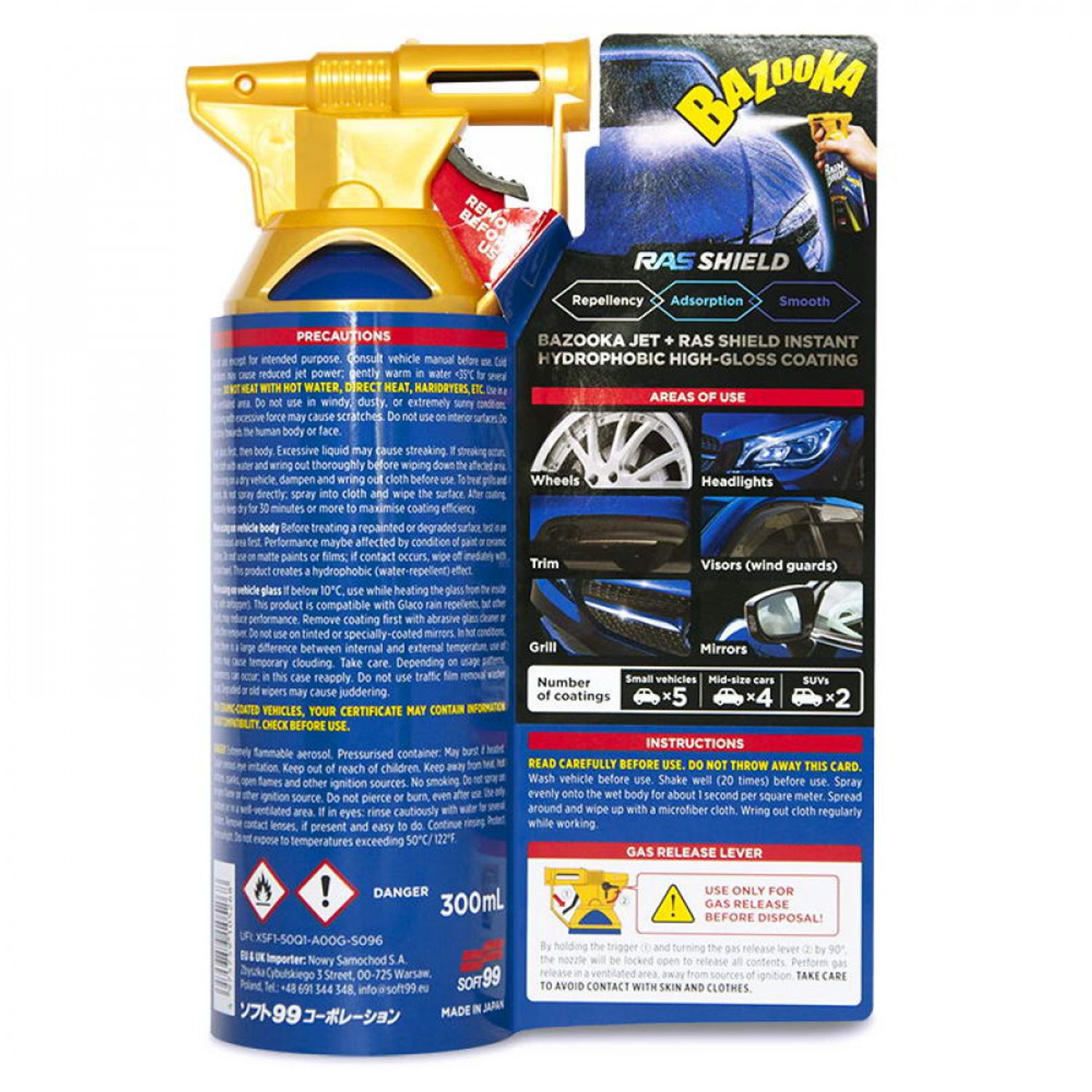 Solutie Intretinere Vopsea Auto Lichid Soft99 Rain Drop, 300ml fotografia produsului View 3 L