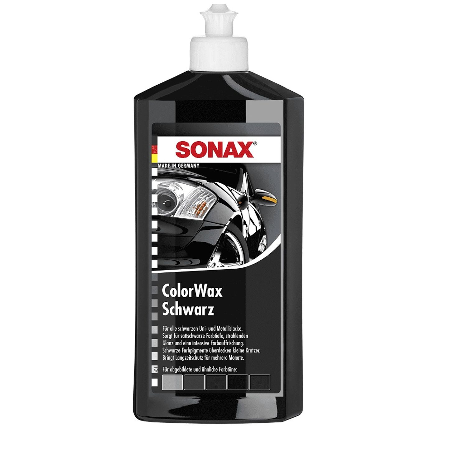 Ceara Auto Lichida Sonax ColorWax, Negru, 500ml fotografia produsului