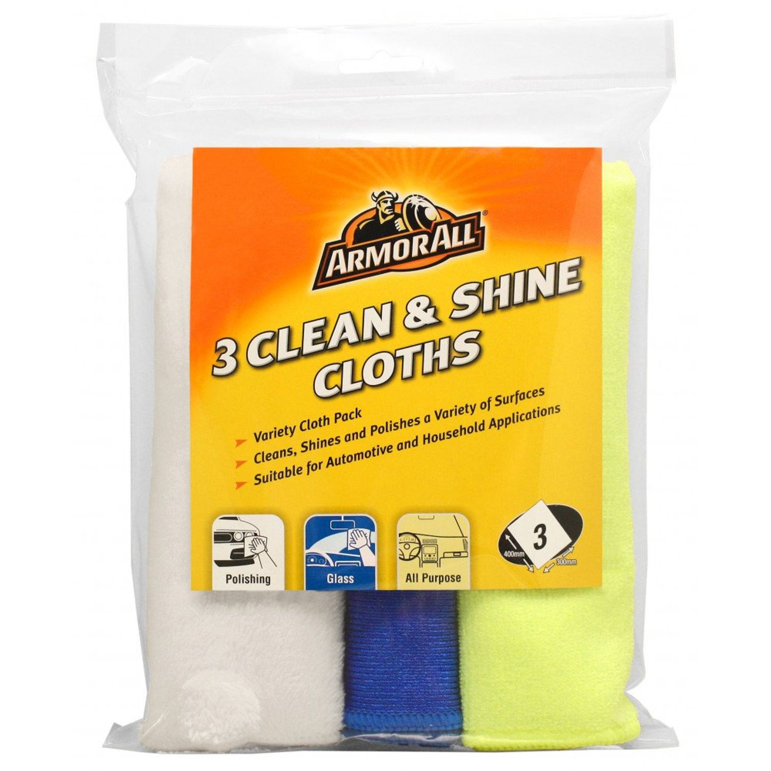 Lavete Microfibra Armor All 3 Clean and Shine Cloths, 3buc fotografia produsului