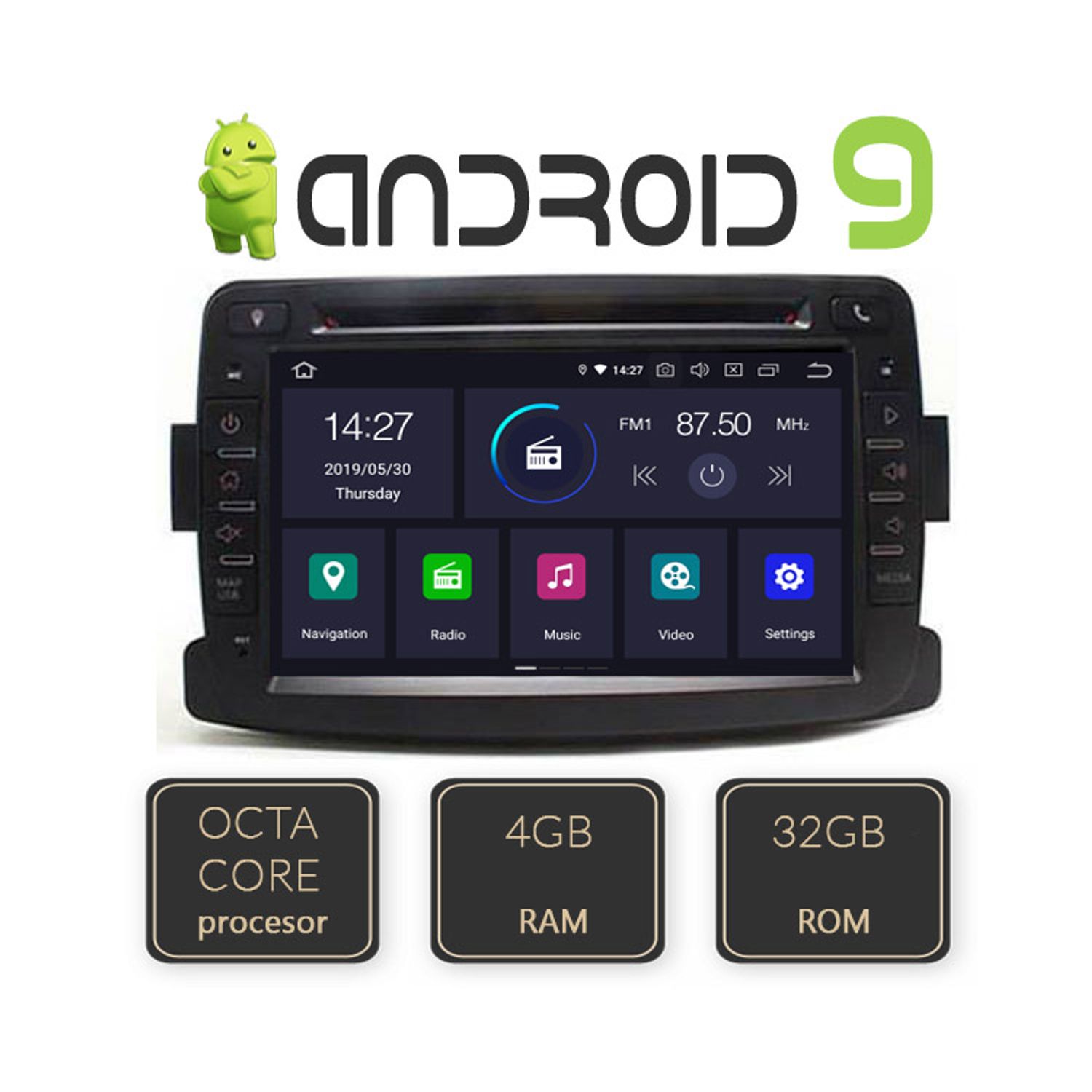 Navigatie dedicata Dacia EDT-G157-8CORE cu Android ecran tactil capacitiv Bluetooth Internet GPS Octa Core fotografia produsului