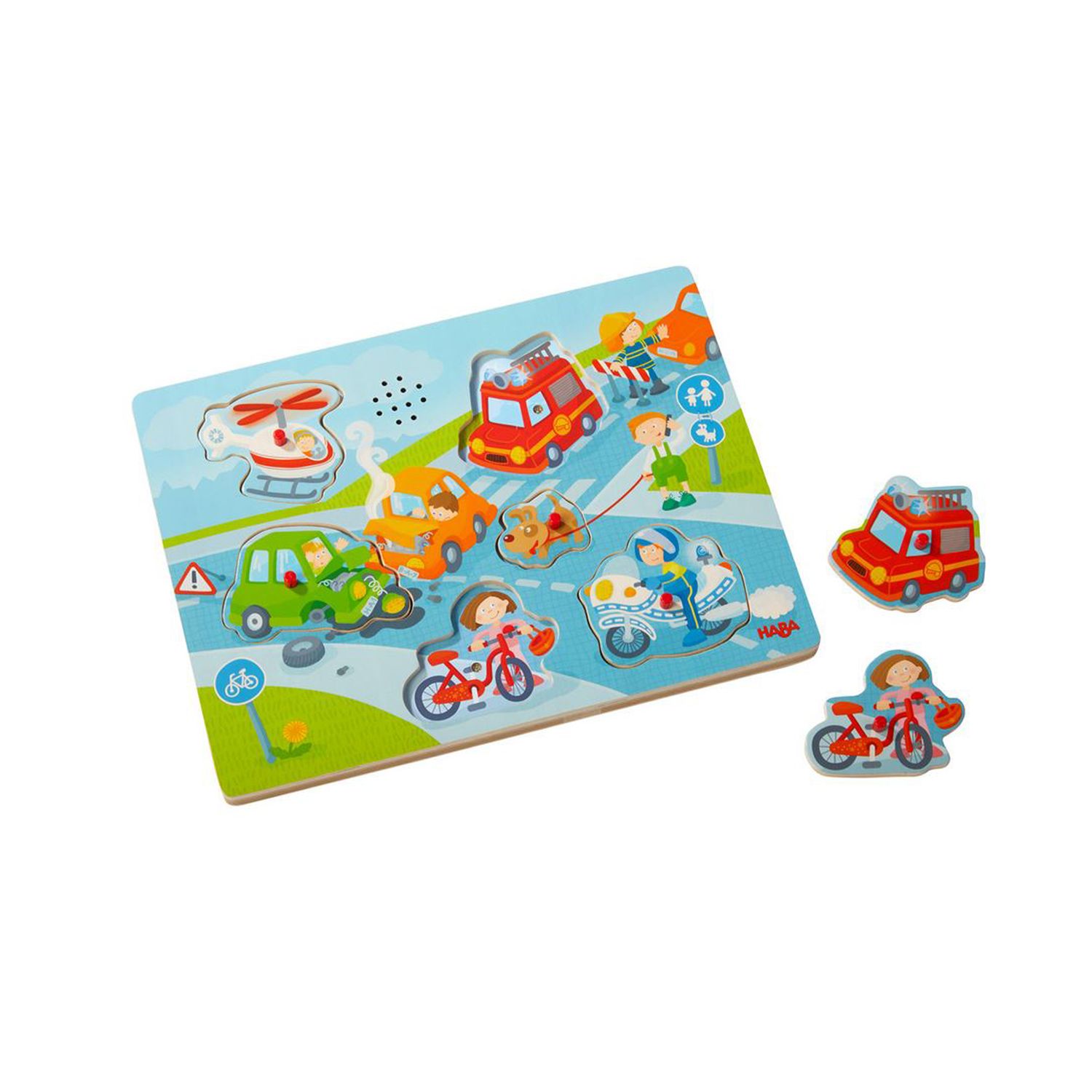 Puzzle din lemn cu sunete Haba Orasul, 24 luni + fotografia produsului