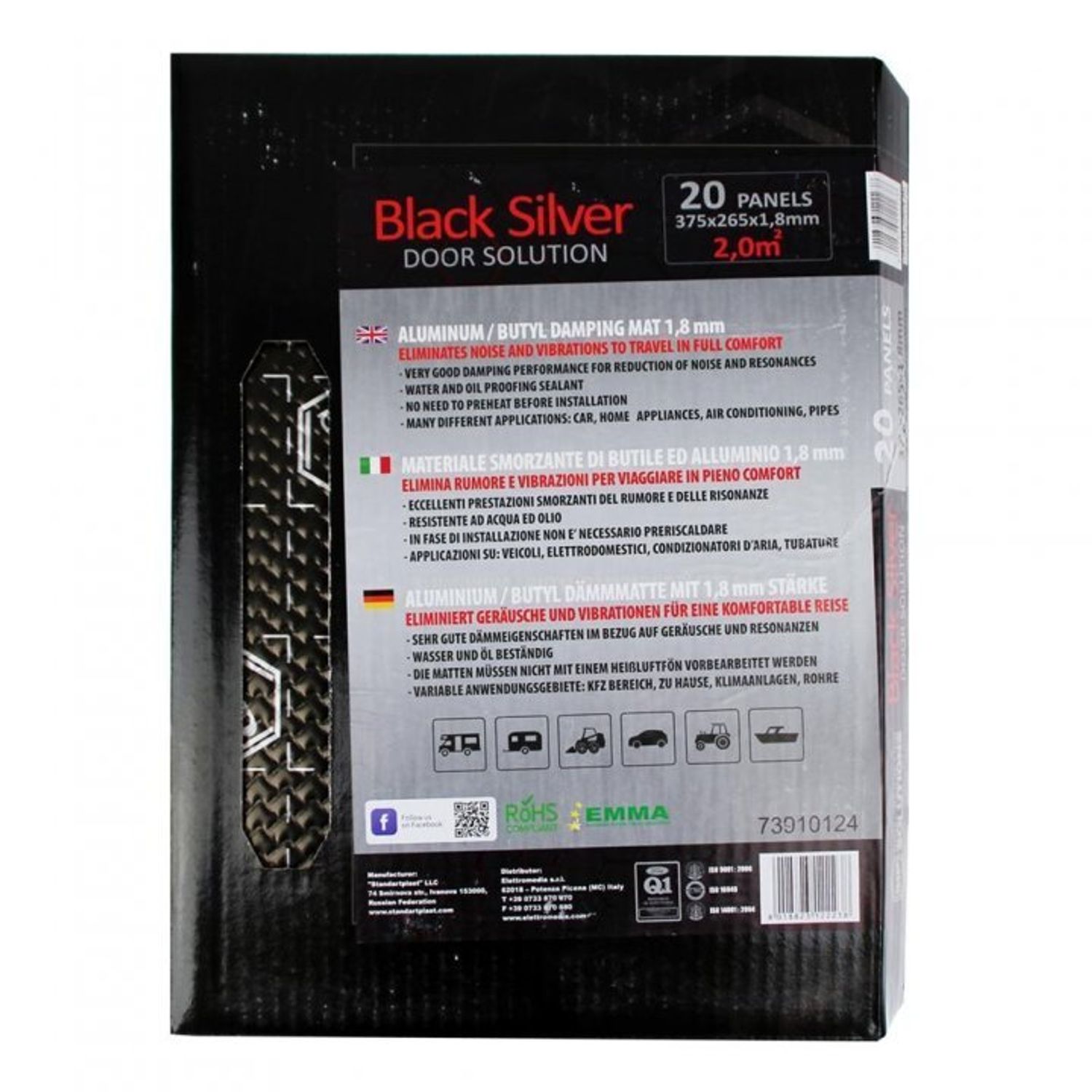 Insonorizant Premium auto STP Black Silver Door Pack, 1,8mm, 2,0m2 fotografia produsului