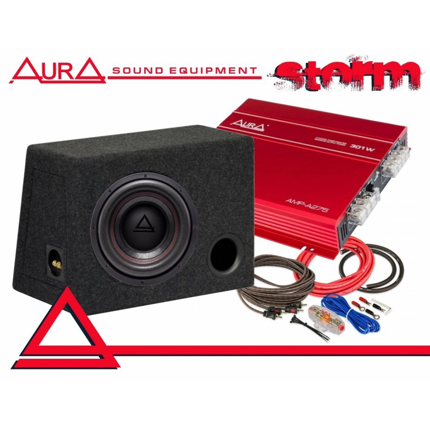 Pachet subwoofer auto cu incinta bassreflex Aura Storm 10 fotografia produsului