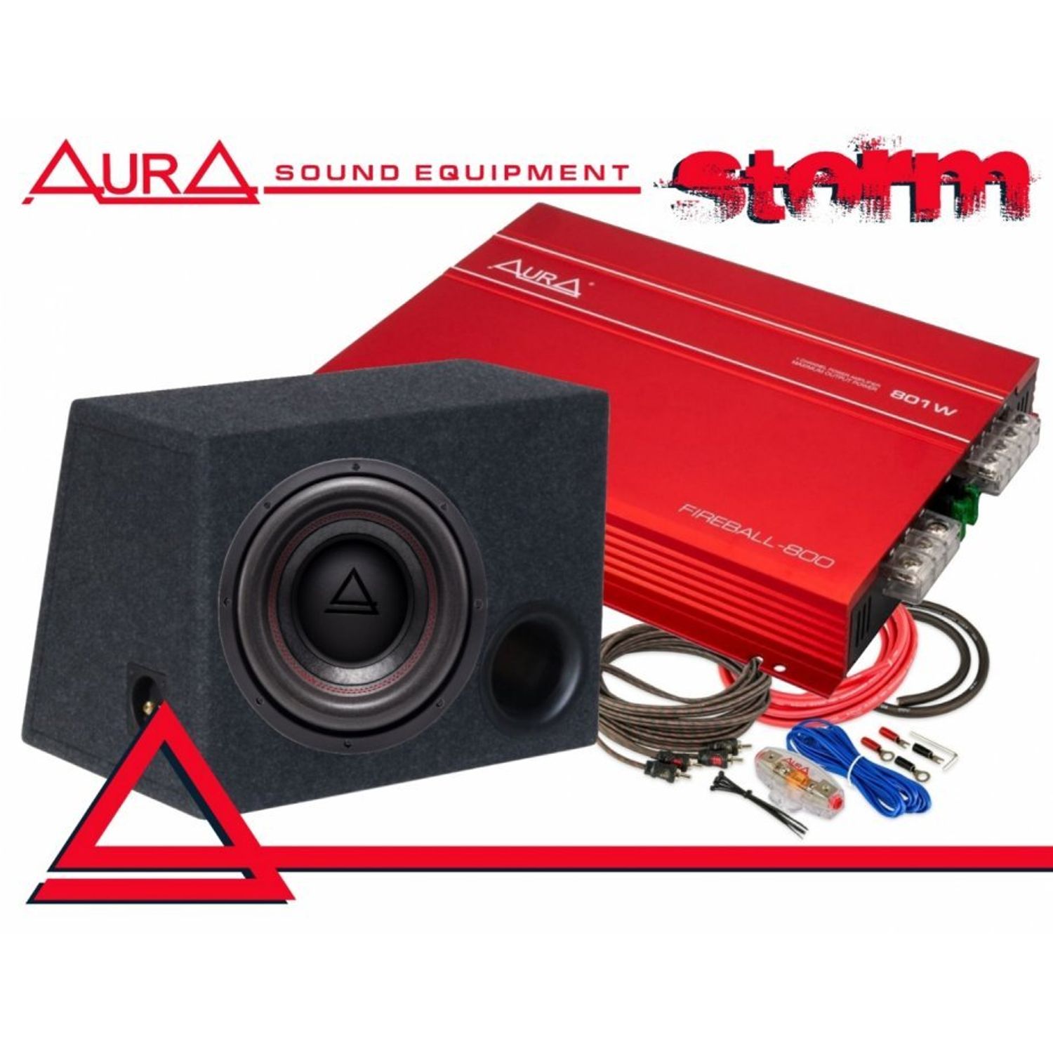 Pachet subwoofer auto cu incinta bassreflex Aura Storm 12 fotografia produsului