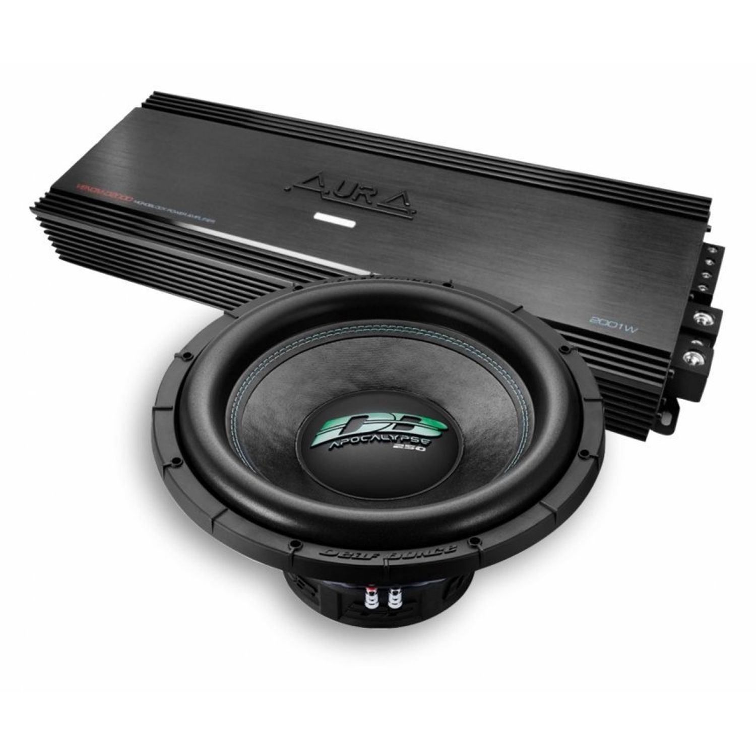 Pachet Subwoofer auto Deaf Bonce DB SA 255 D1 + Amplificator Aura Venom D2000.1 fotografia produsului