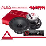 Pachet difuzoare Aura Storm 6 cu amplificator si player auto fotografia produsului