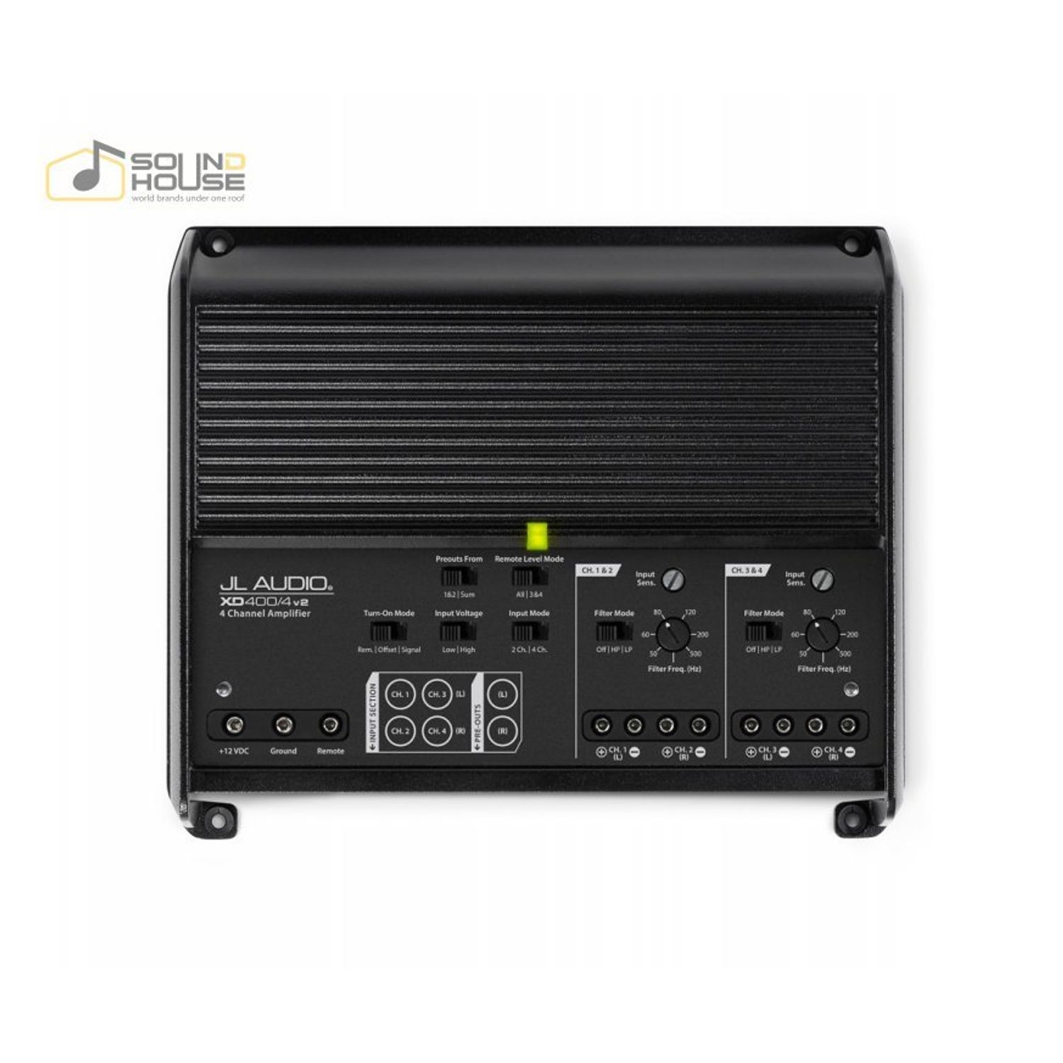 Amplificator auto JL Audio XD400/4v2, 4 canale, 400W fotografia produsului View 3 L