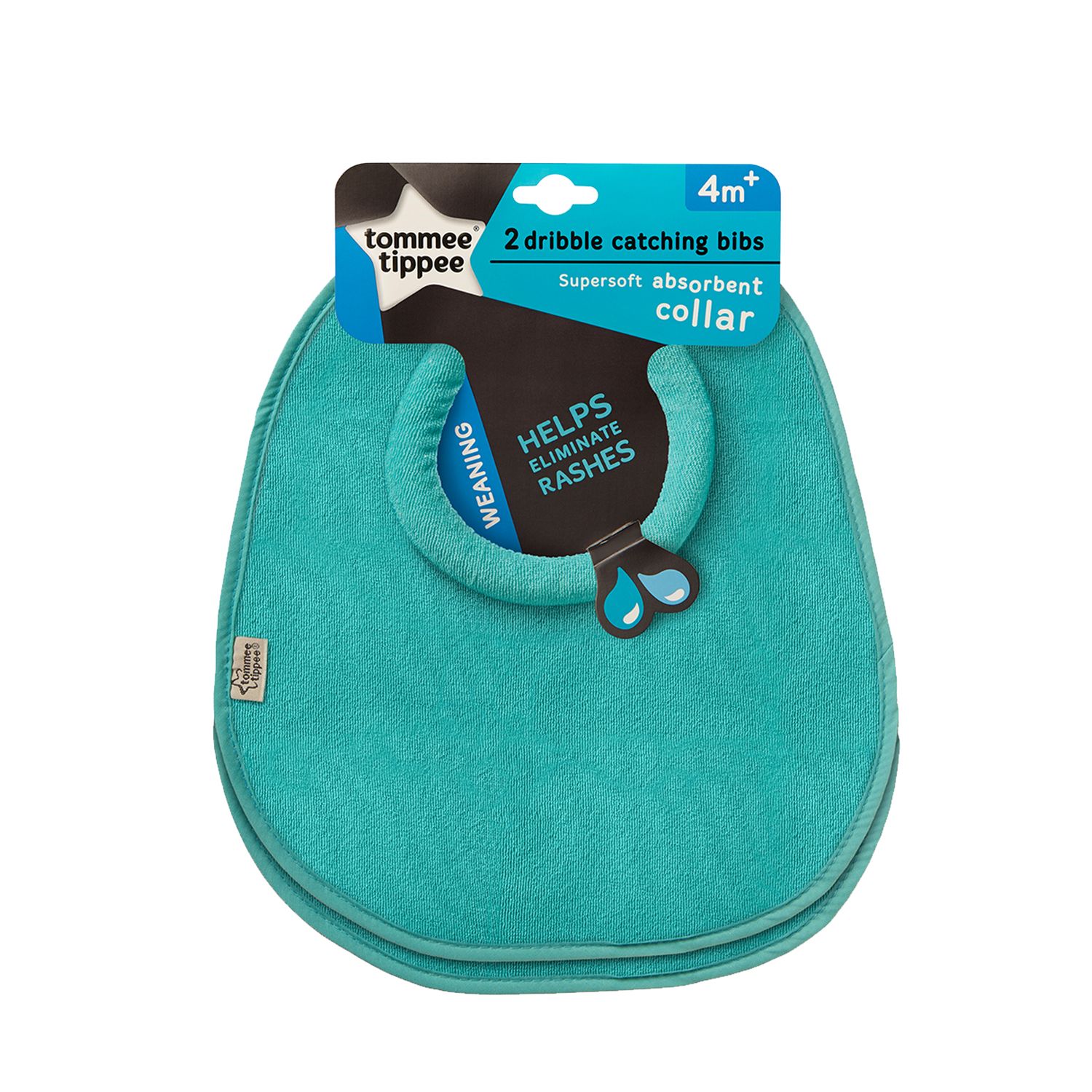 Baveta Tommee Tippee Dribble Catcher, 4luni+, 2 buc, Albastru fotografia produsului