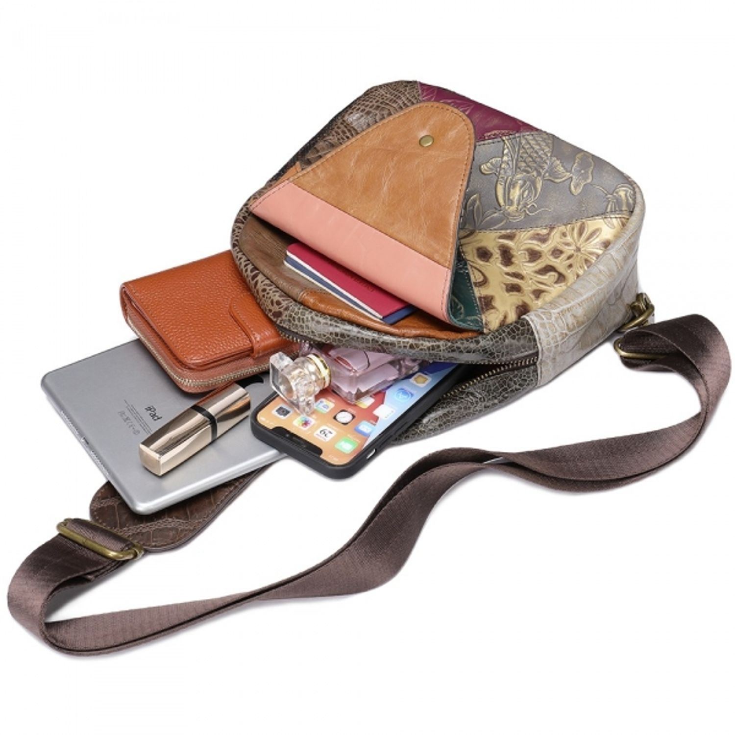 Rucsac dama, Jayleen GT1508, piele naturala, multicolor fotografia produsului View 3 L