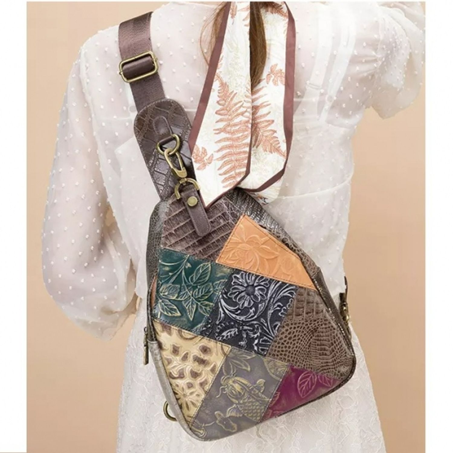 Rucsac dama, Jayleen GT1508, piele naturala, multicolor fotografia produsului View 6 L