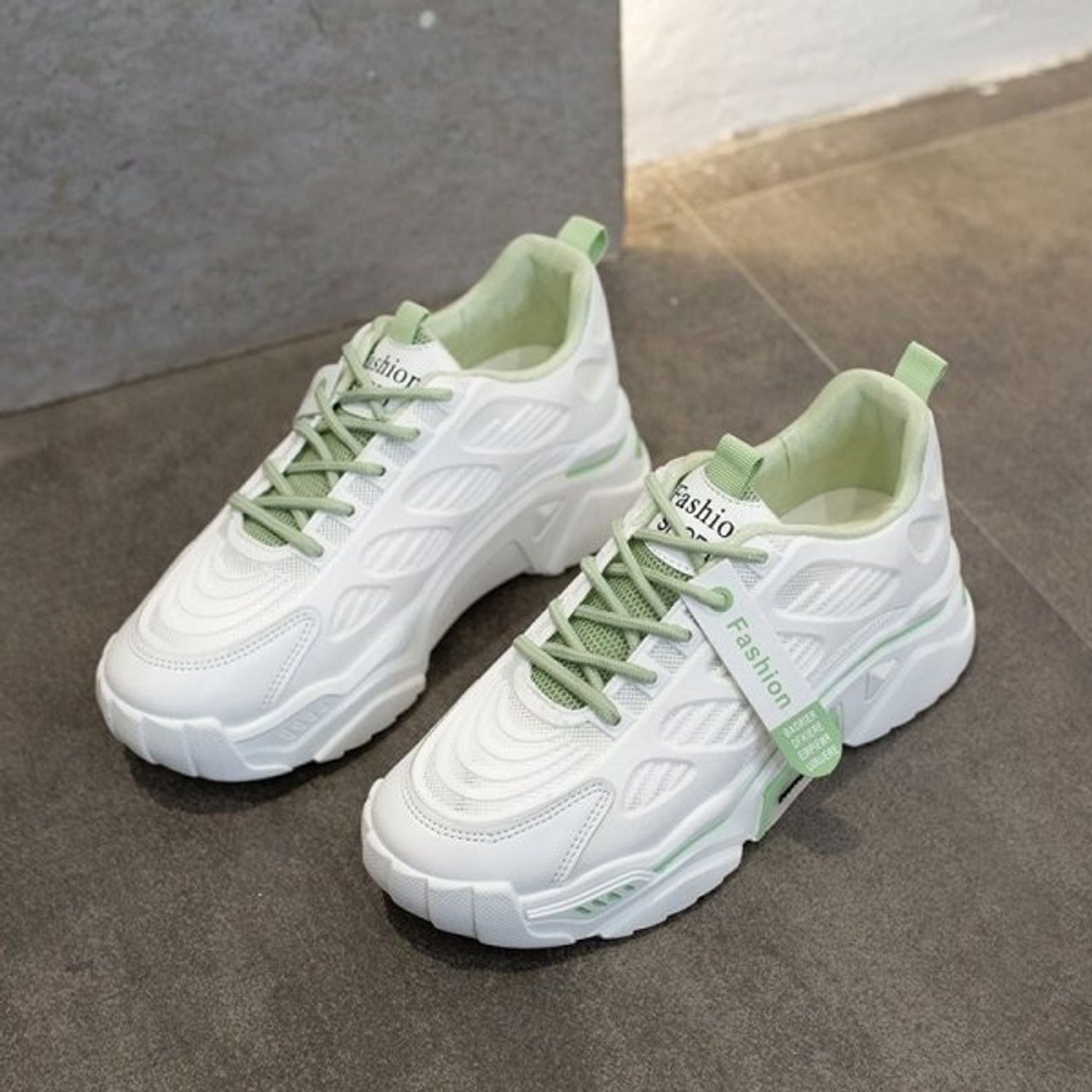 Pantofi sport dama AD35, model alb / verde, AD35-35 fotografia produsului View 2 L