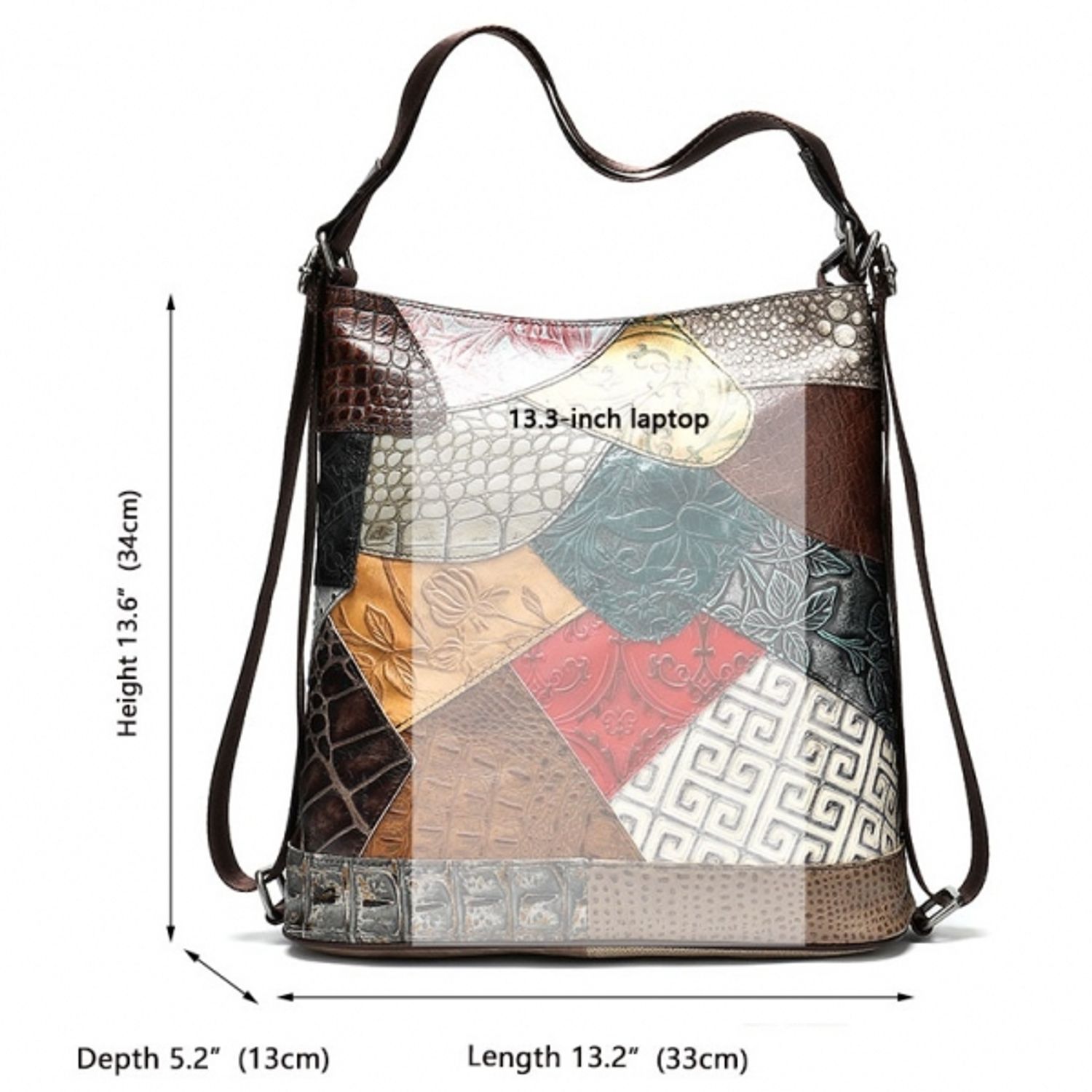 Geanta dama Daiana GT1529, piele naturala, multicolor fotografia produsului View 5 L