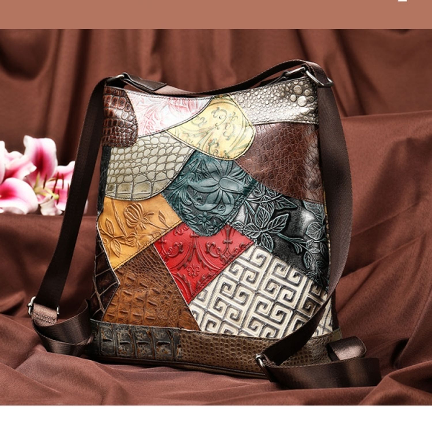 Geanta dama Daiana GT1529, piele naturala, multicolor fotografia produsului View 2 L