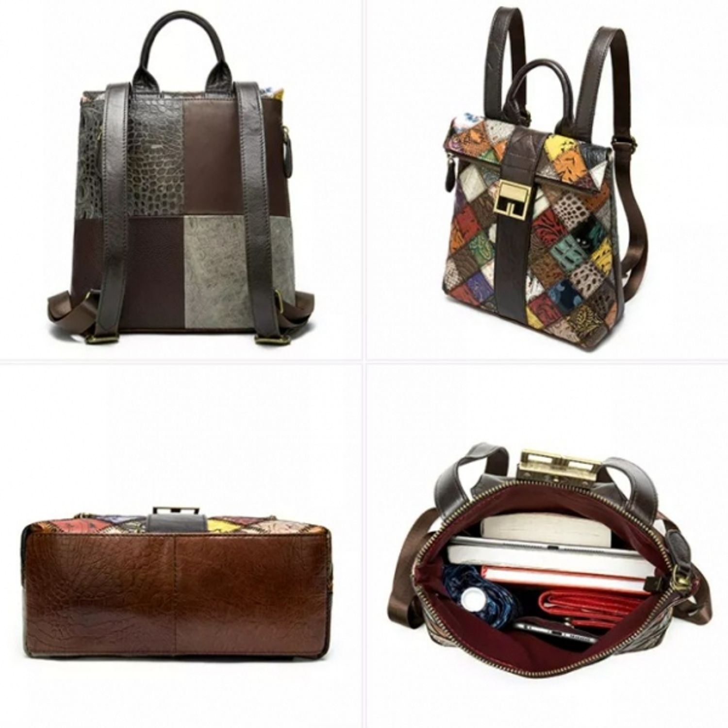 Rucsac dama, Anya GT1536, piele naturala, model multicolor fotografia produsului View 4 L