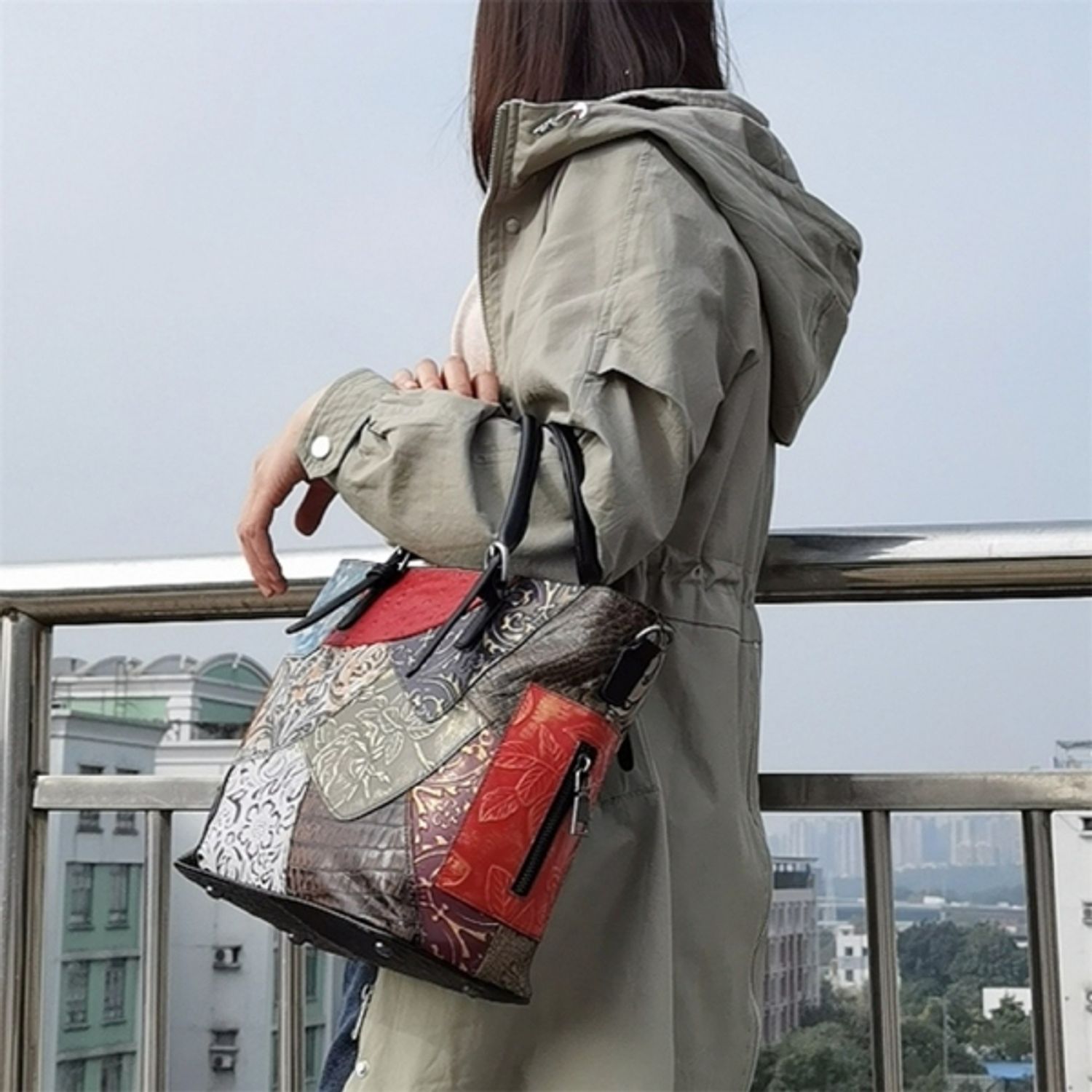 Geanta dama, Kassidy GT1515, piele naturala, model multicolor fotografia produsului View 3 L
