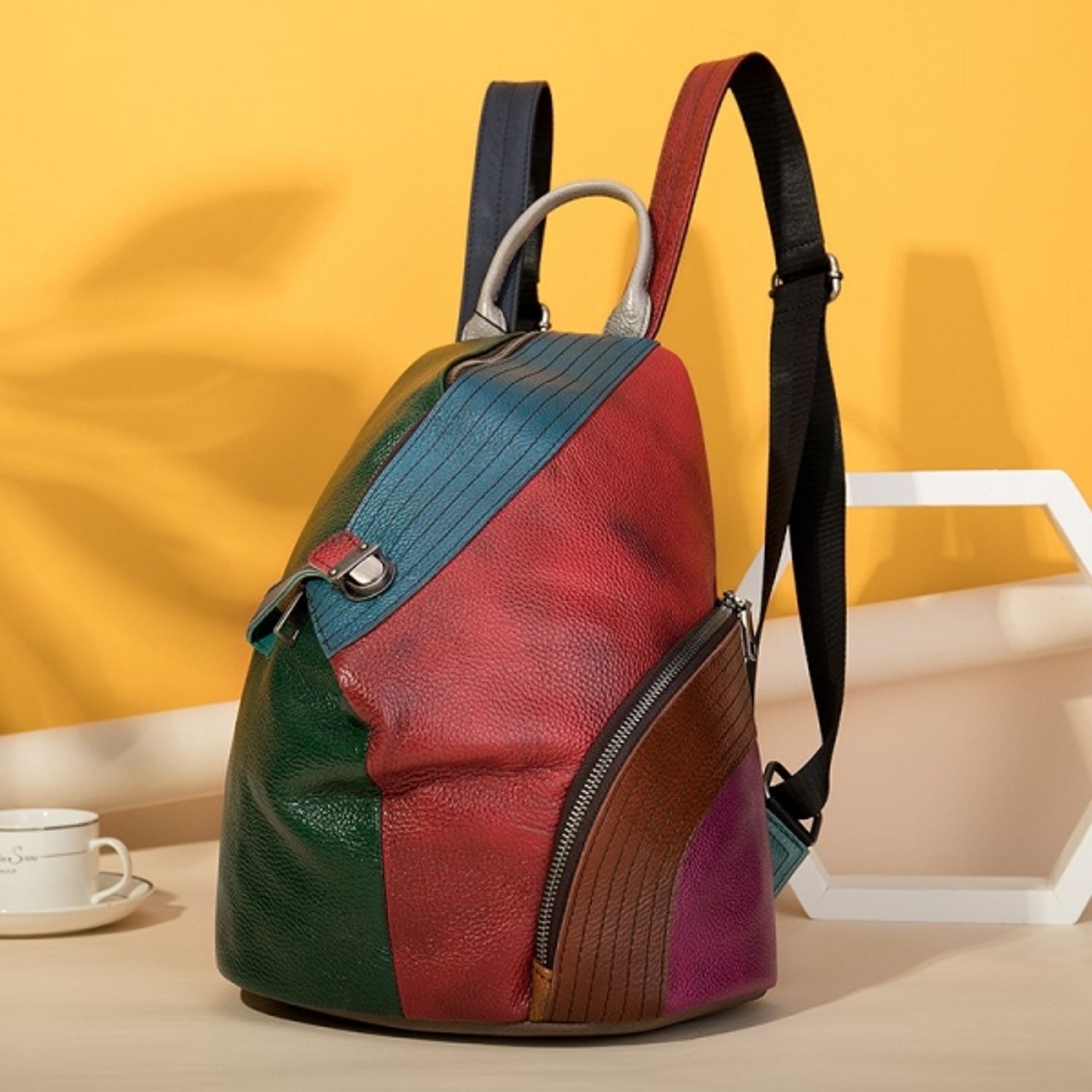 Rucsac dama, Angely GT1523, piele naturala, model multicolor fotografia produsului View 5 L