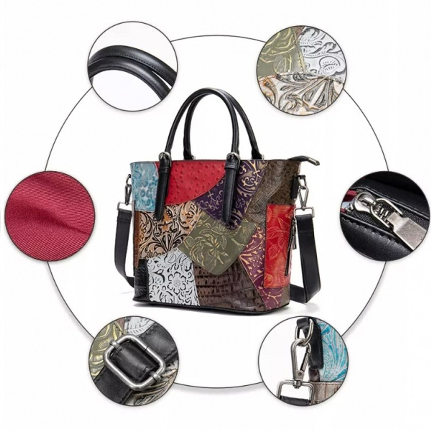 Geanta dama, Kassidy GT1515, piele naturala, model multicolor fotografia produsului View 6 L