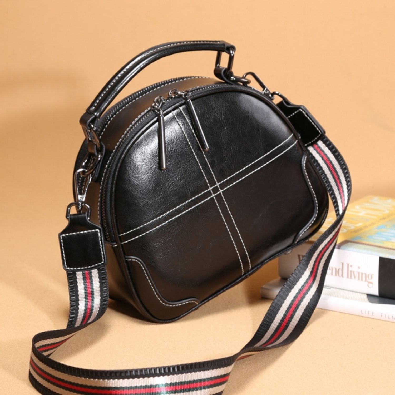 Geanta dama Alina GT1537 piele naturala, negru fotografia produsului View 2 L