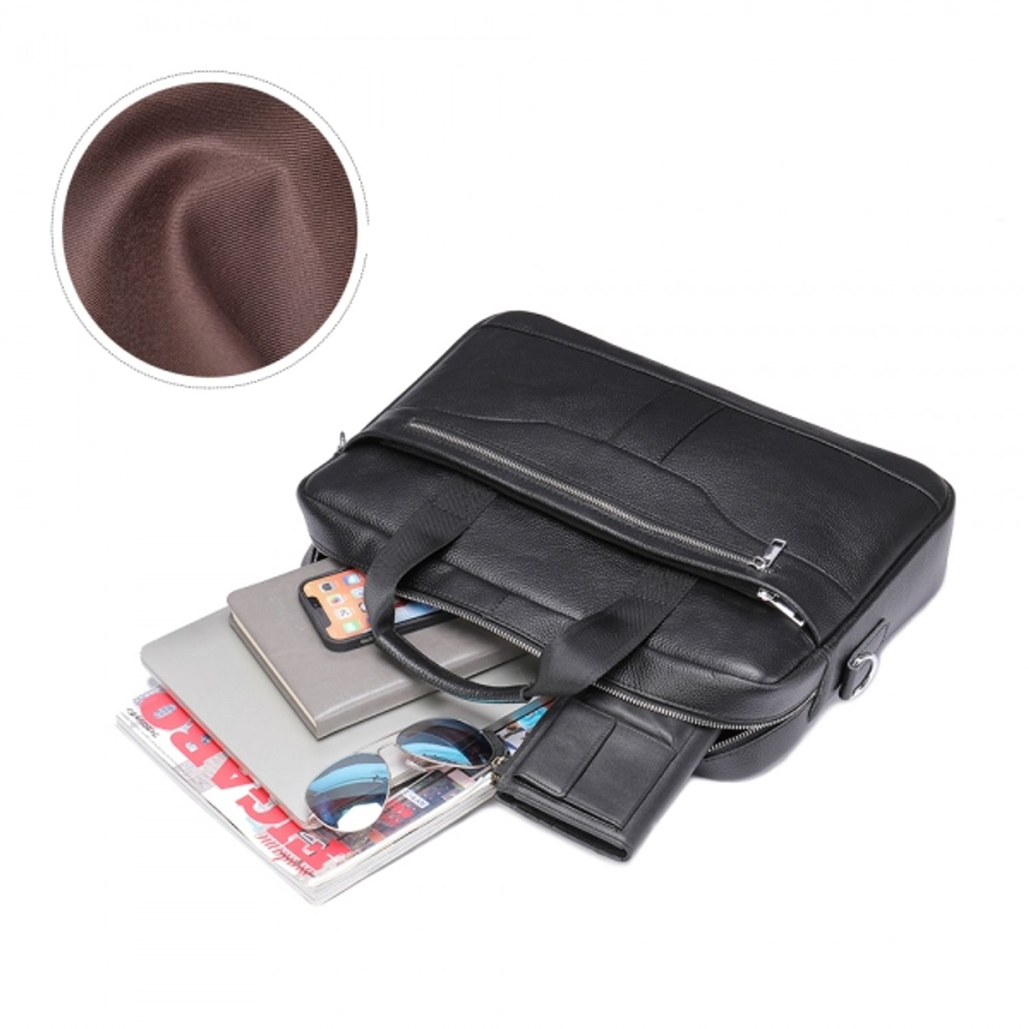 Servieta pentru barbati, Andy GT1310, piele naturala, Negru fotografia produsului View 2 L