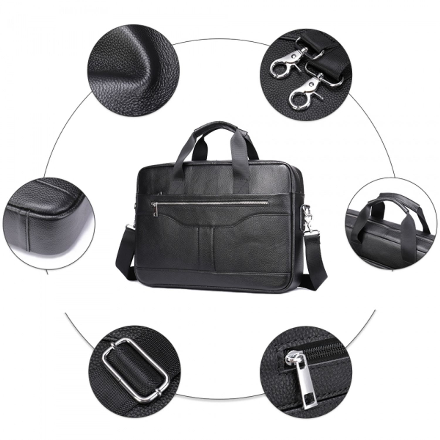 Servieta pentru barbati, Andy GT1310, piele naturala, Negru fotografia produsului View 5 L