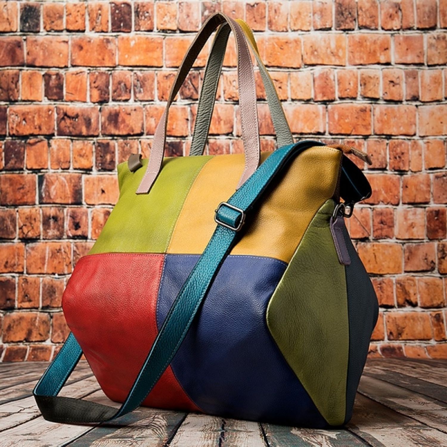 Geanta dama, Brinley GT1524, piele naturala, model multicolor fotografia produsului View 6 L