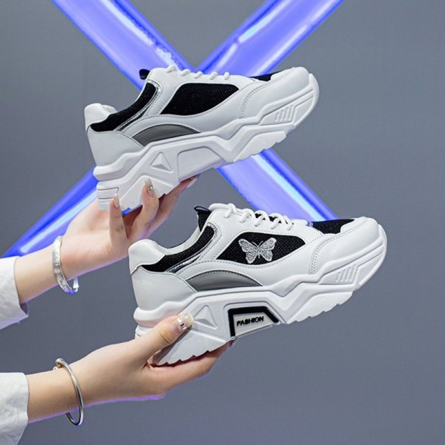 Pantofi sport dama AD40, model alb/negru, AD40-36 fotografia produsului View 4 L