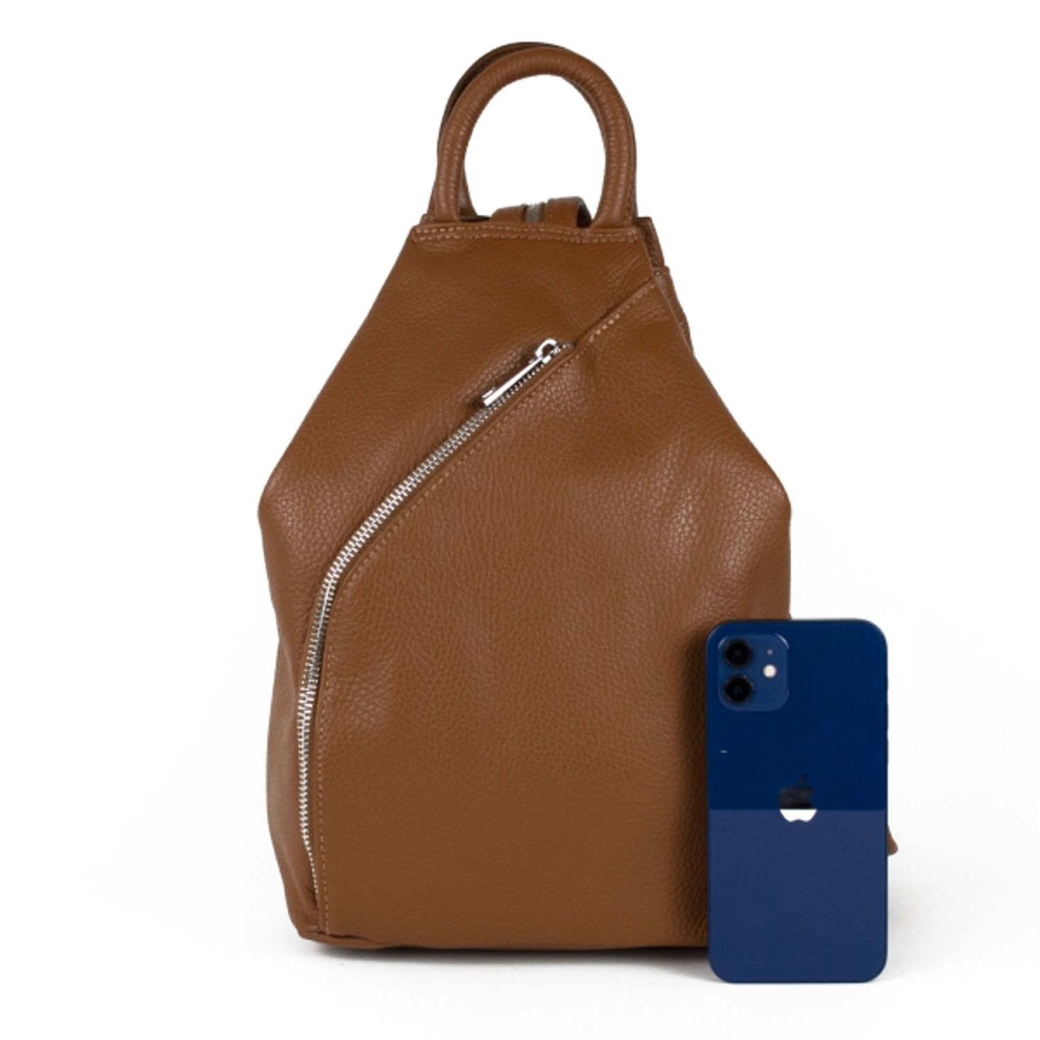 Rucsac dama Zaiyda GT1148, piele naturala, maro cognac fotografia produsului View 2 L