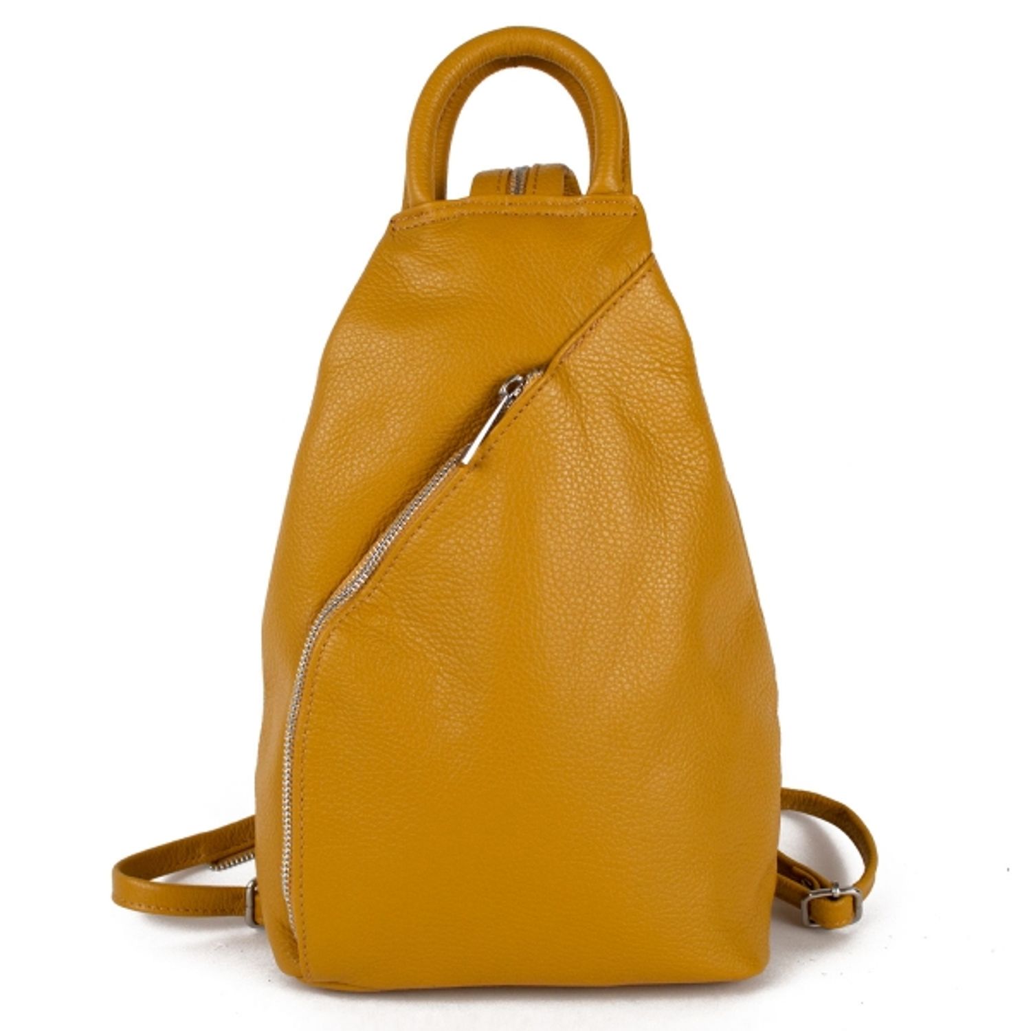 Rucsac dama Zaiyda GT1170, piele naturala, galben fotografia produsului