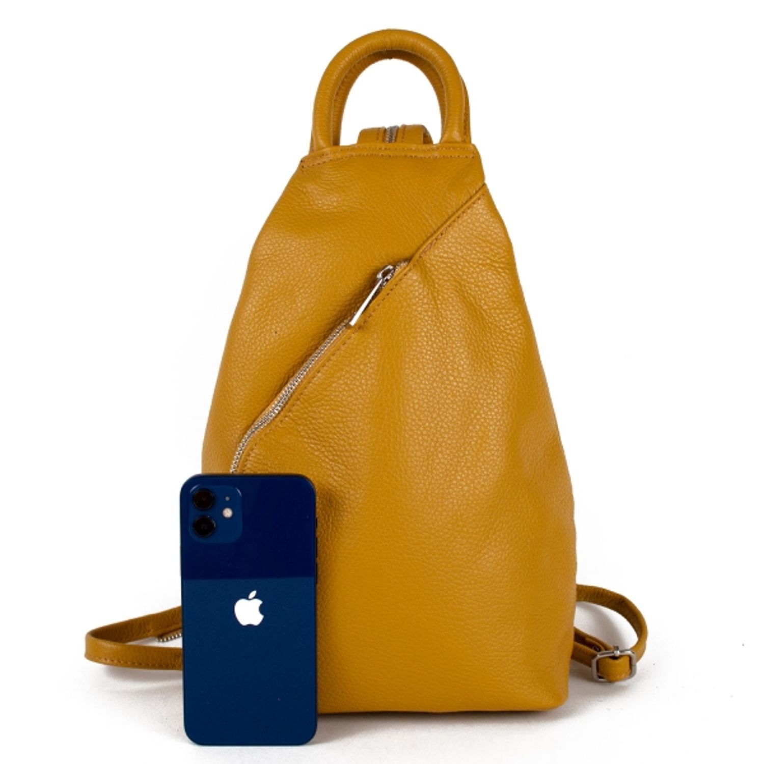Rucsac dama Zaiyda GT1170, piele naturala, galben fotografia produsului View 5 L