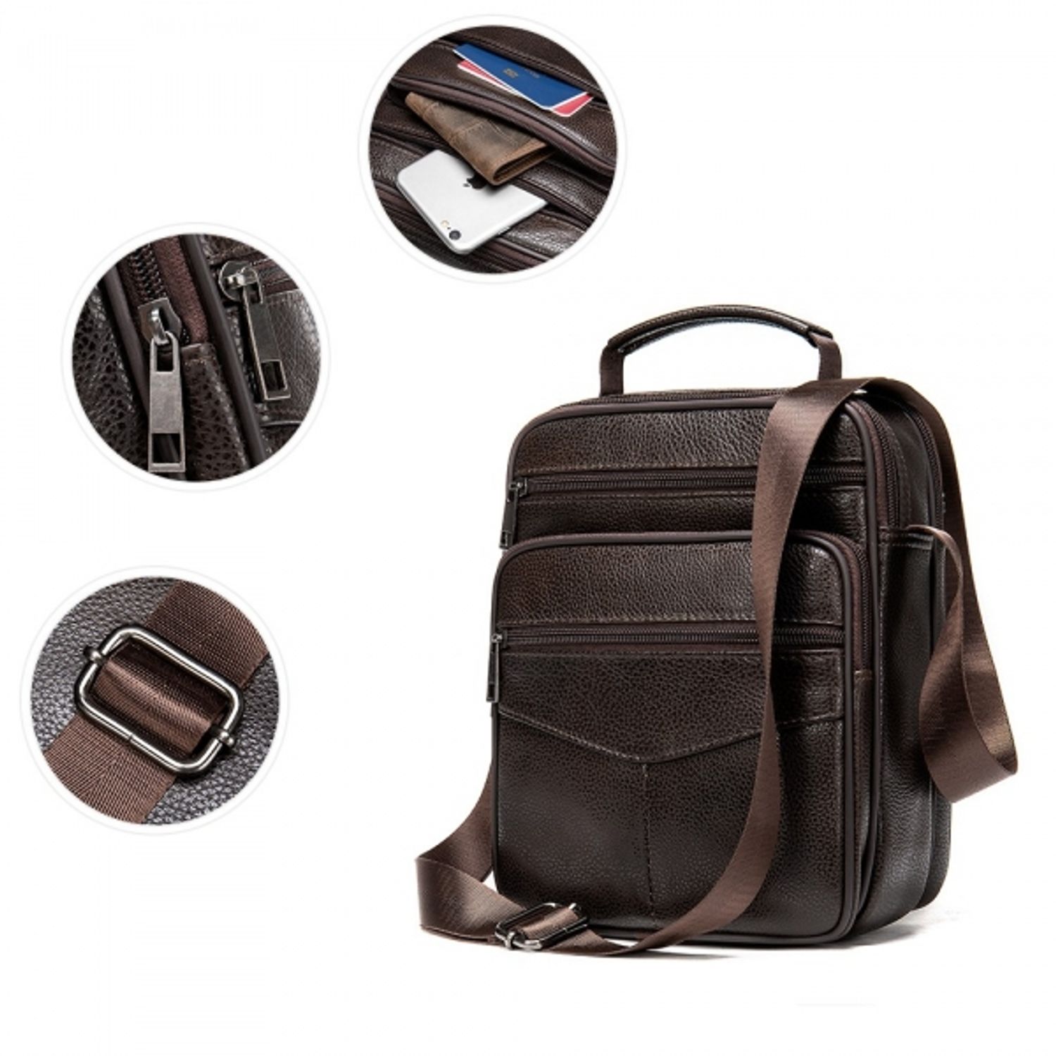 Geanta barbati, Alin GT954, piele naturala, model maro inchis fotografia produsului View 5 L