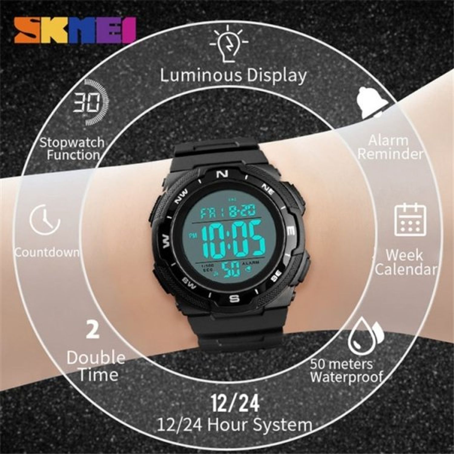 Ceas Barbatesc SKMEI CS904, curea silicon, digital watch, rezistent 3ATM fotografia produsului View 5 L