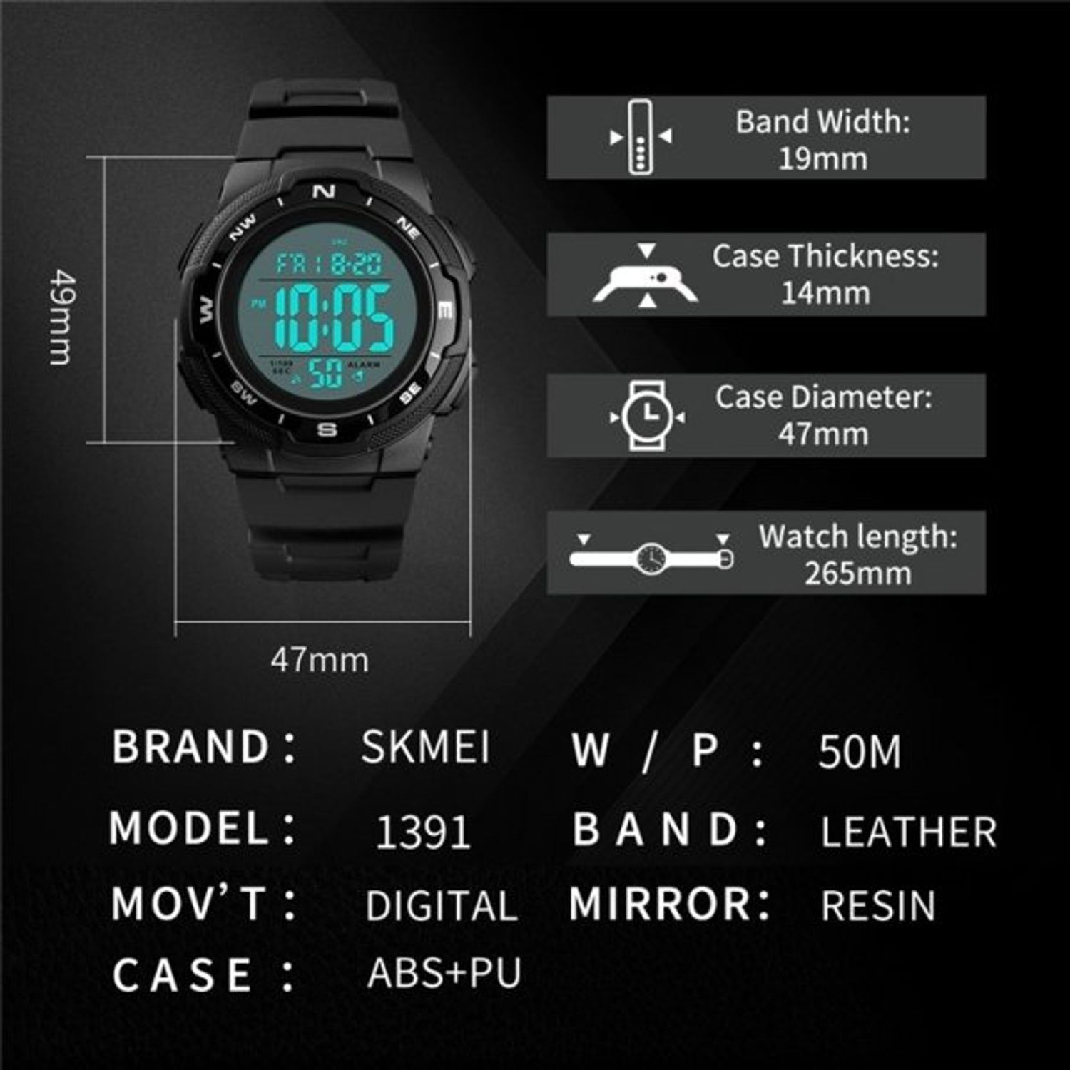Ceas Barbatesc SKMEI CS904, curea silicon, digital watch, rezistent 3ATM fotografia produsului View 2 L
