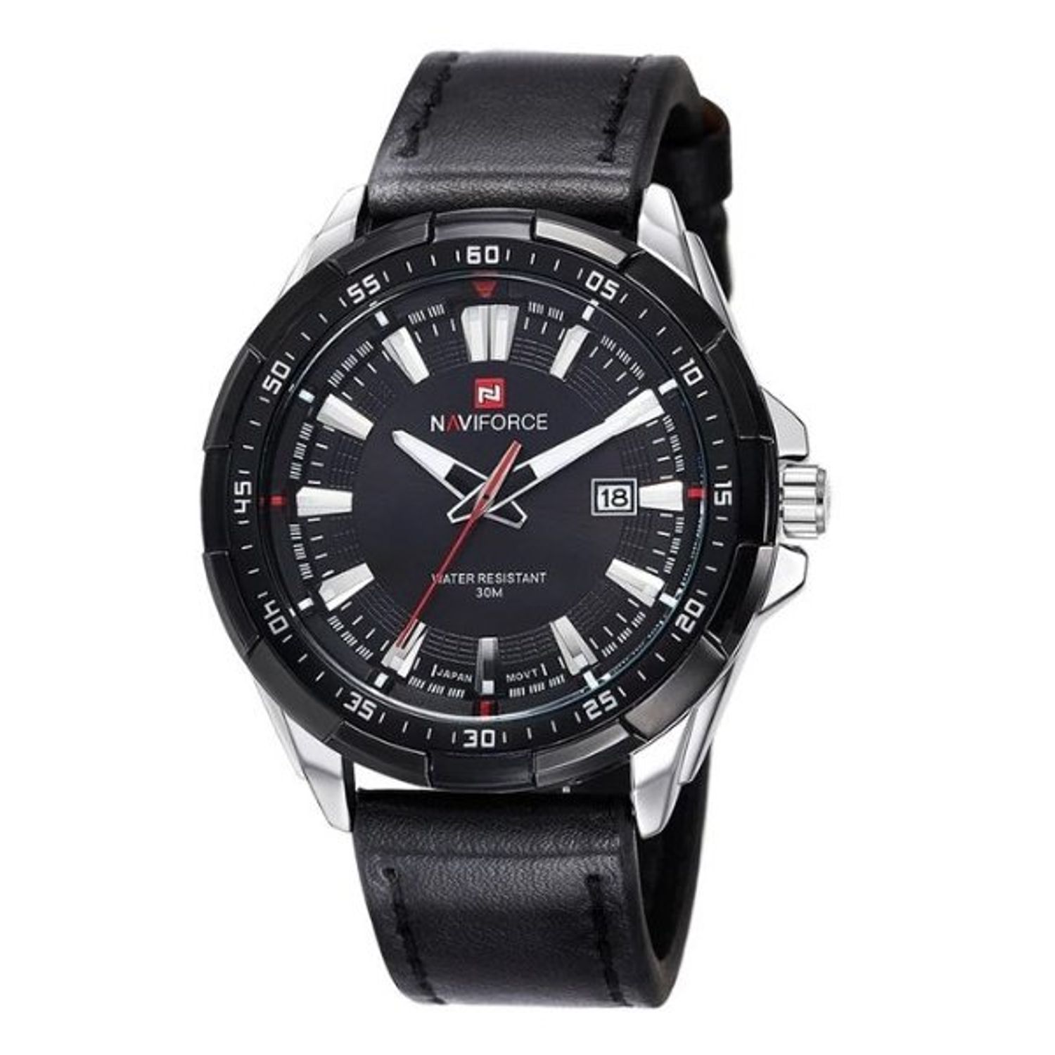 Ceas barbatesc Naviforce CS1221, curea piele, model negru fotografia produsului