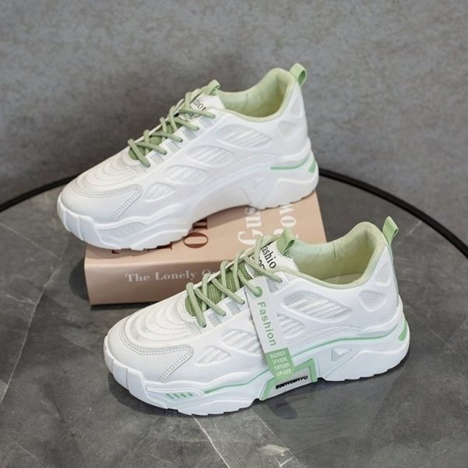 Pantofi sport dama AD35, model alb / verde, AD35-40 fotografia produsului View 6 L